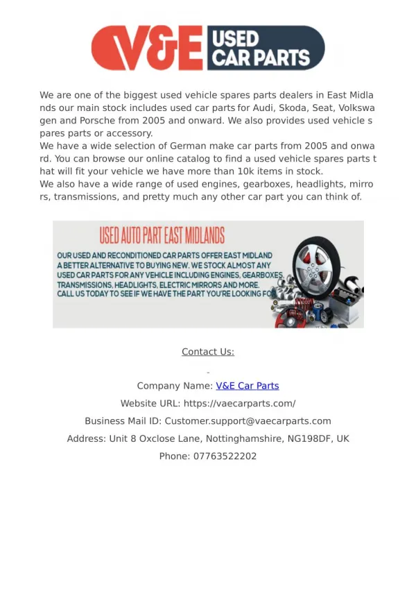 Buy Online Used Skoda Parts at Best Price