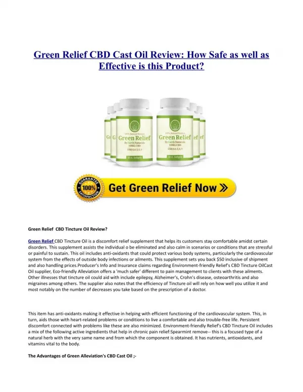 Exactly what is Green Relief Pain Alleviation?