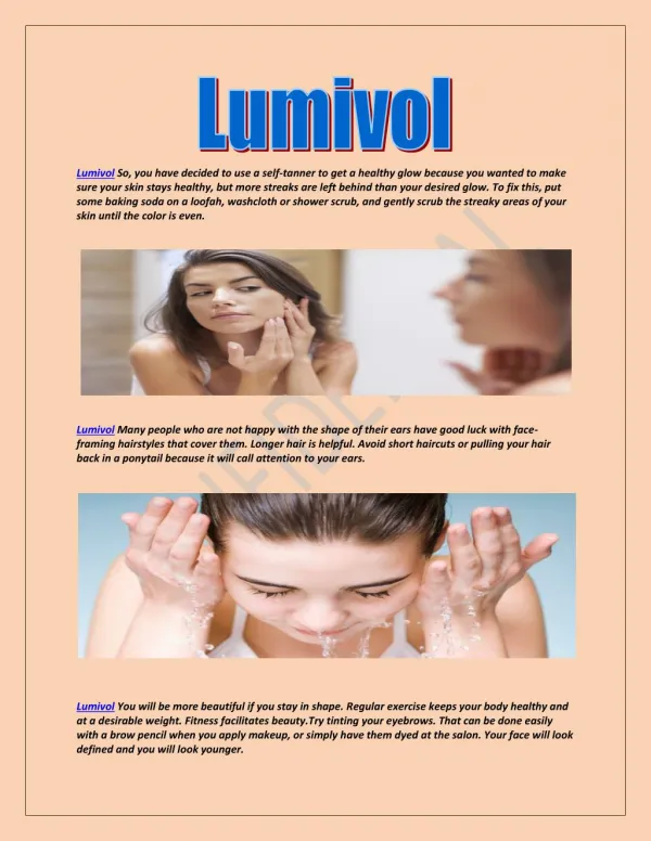 Lumivol Consume nutritious foods if you want