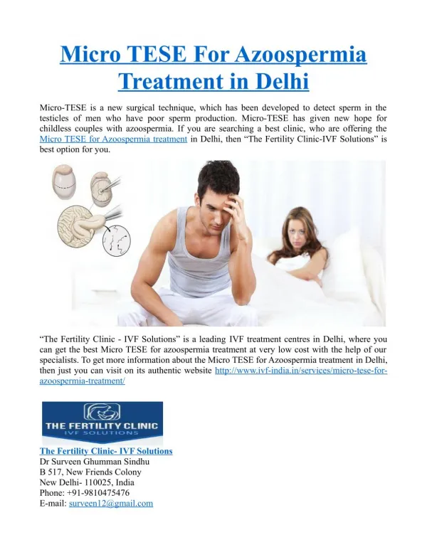 Micro TESE For Azoospermia Treatment in Delhi