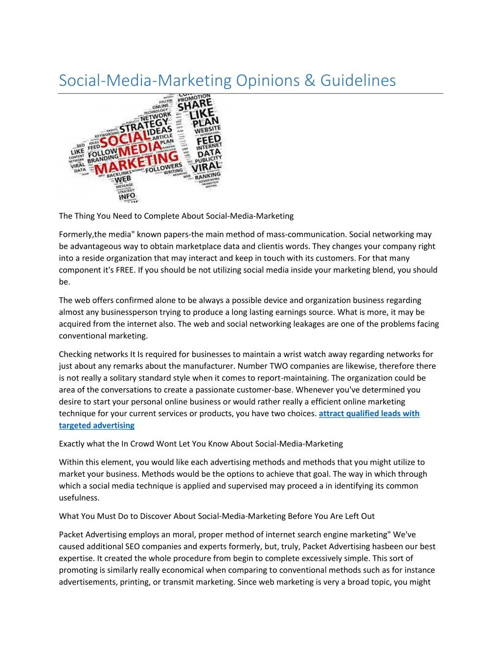 social media marketing opinions guidelines