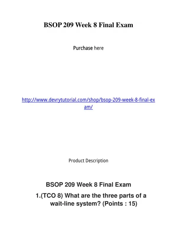 BSOP 209 Week 8 Final Exam