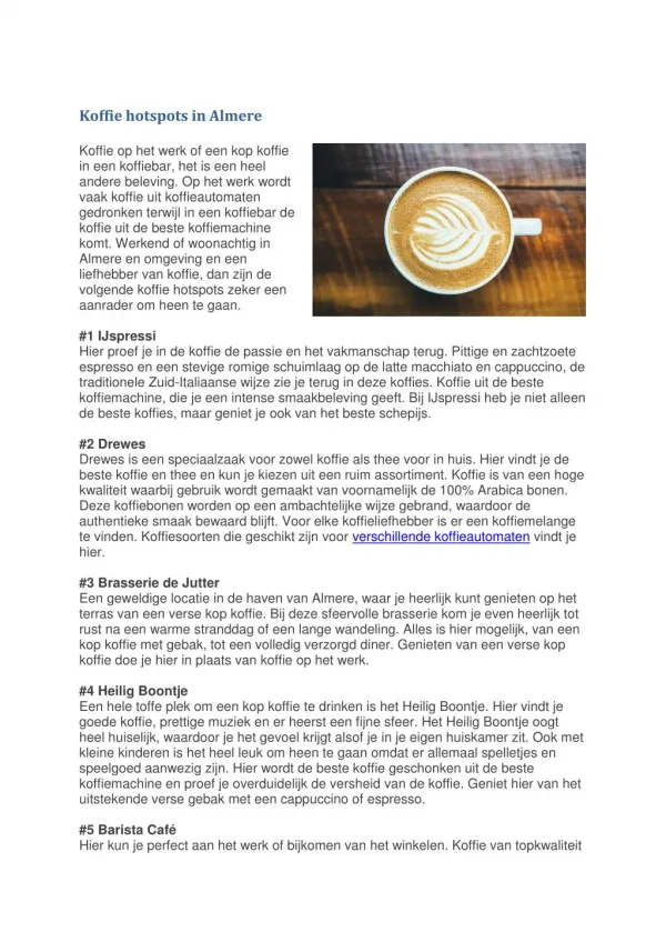koffie hotspots in almere koffie op het werk