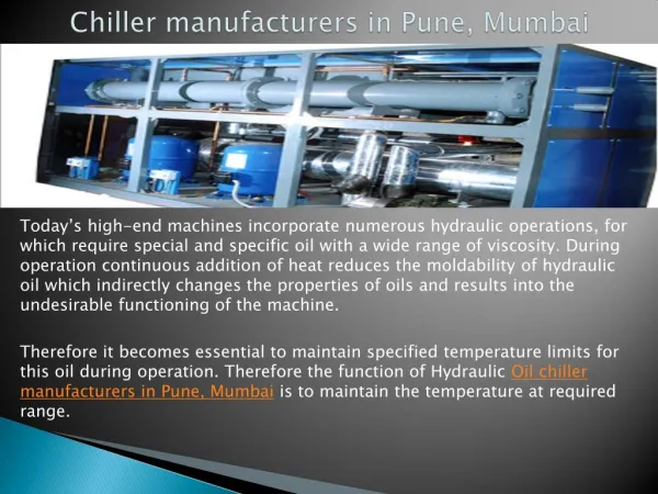 Best Chiller manufacturers in Pune, Mumbai