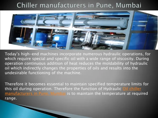 Best Chiller manufacturers in Pune, Mumbai