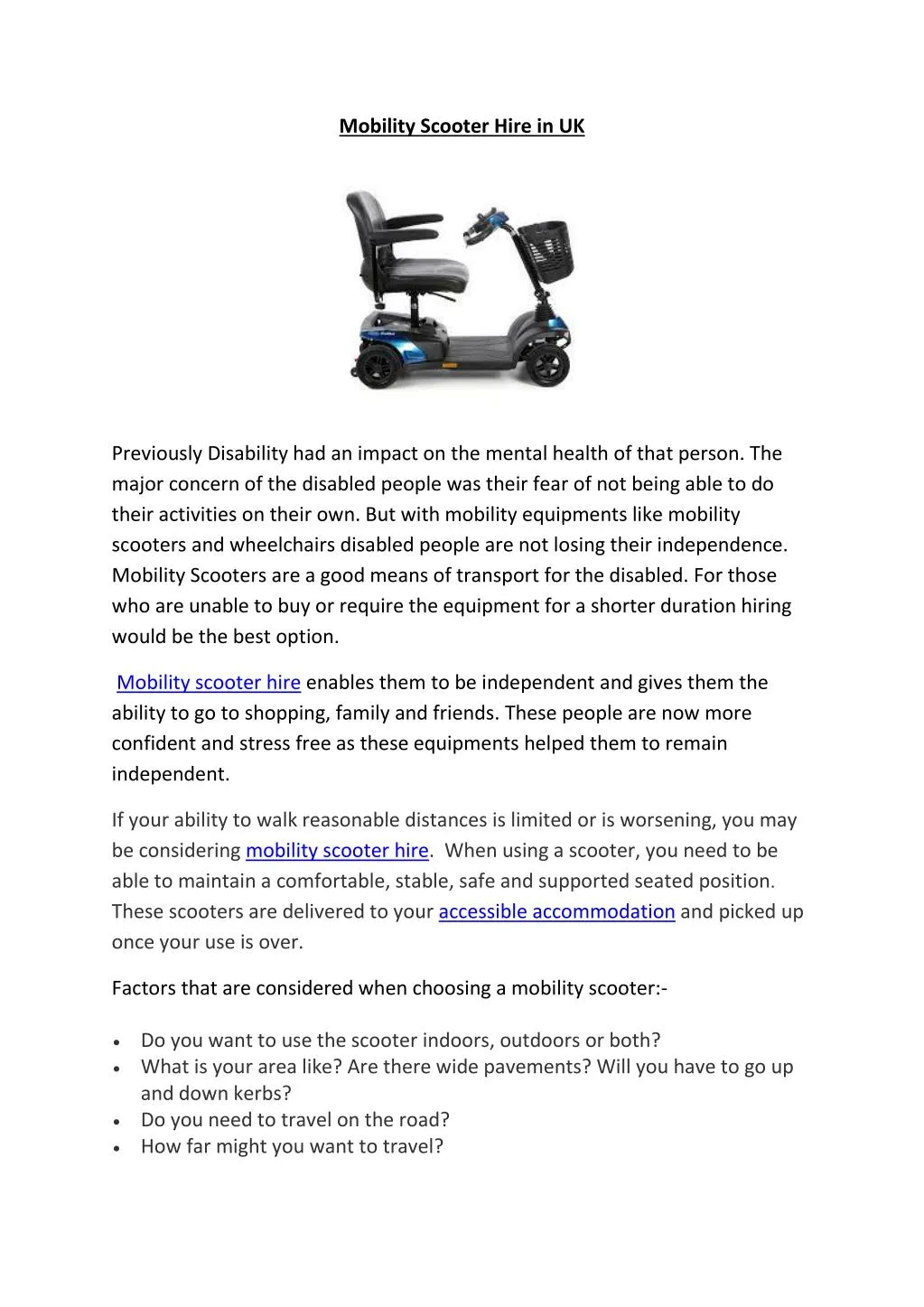 mobility scooter hire in uk