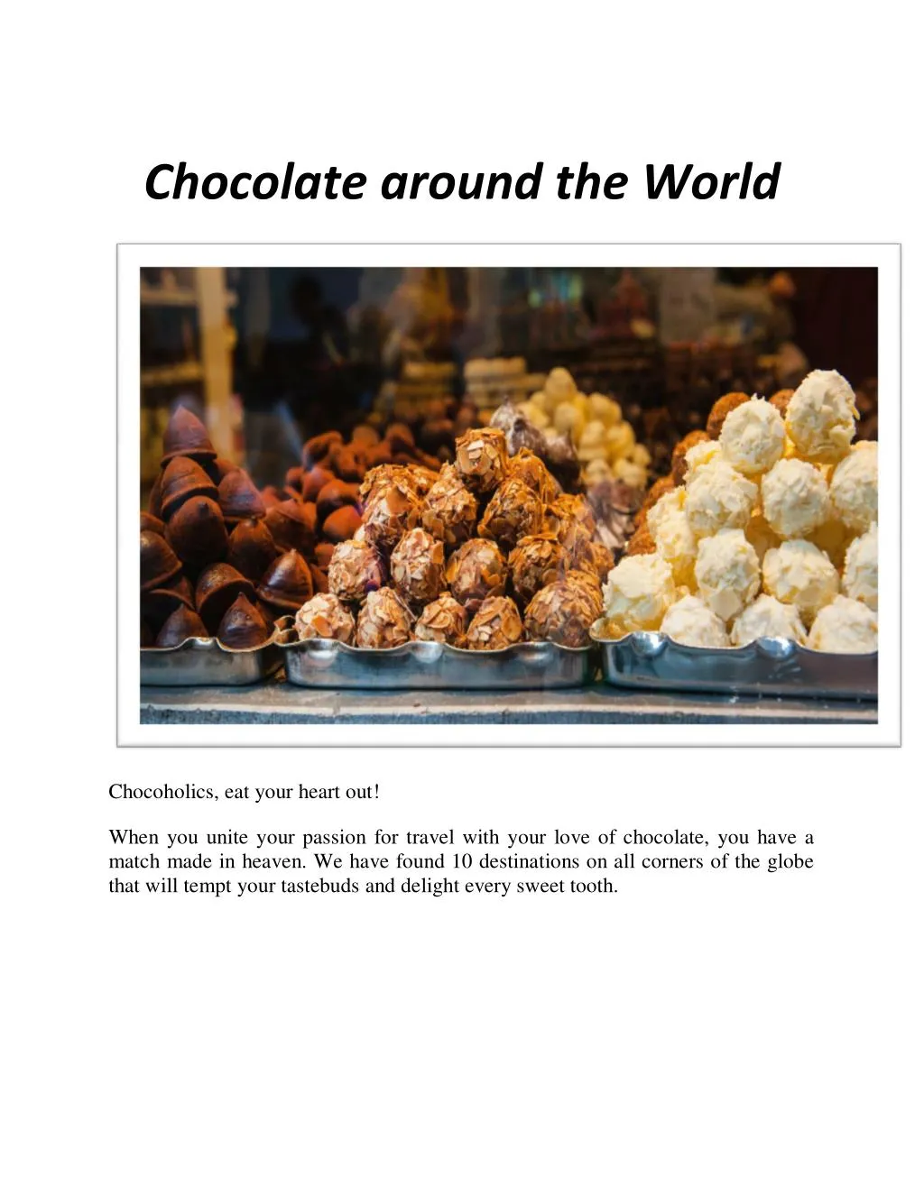 chocolate around the world