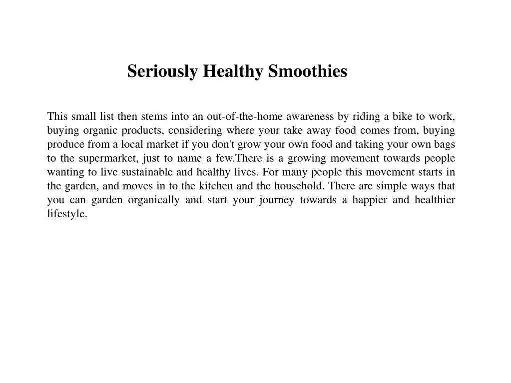 seriously healthy smoothies