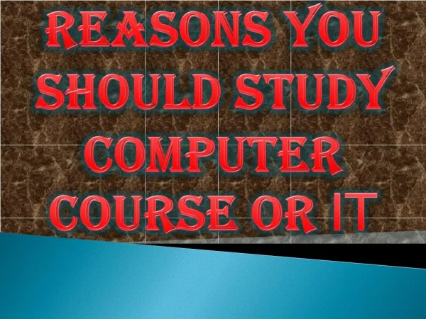 Reasons You Should Study Computer Course or IT