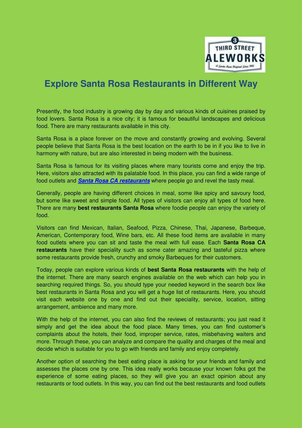 explore santa rosa restaurants in different way