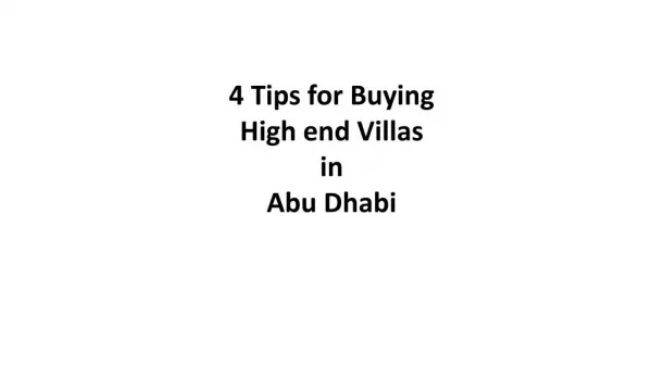 High End Villas for sale and Rent in Abu Dhabi- Al Forsan Village