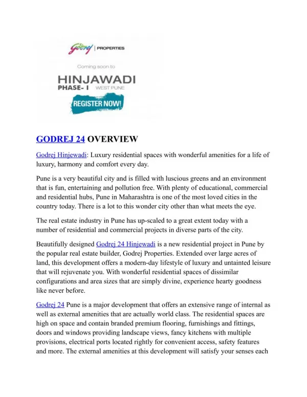 Godrej 24 Hinjewadi | Price | Reviews | Pune