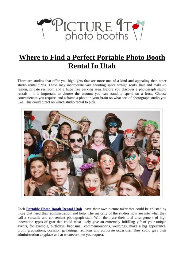 Where to Find a Perfect Portable Photo Booth Rental In Utah