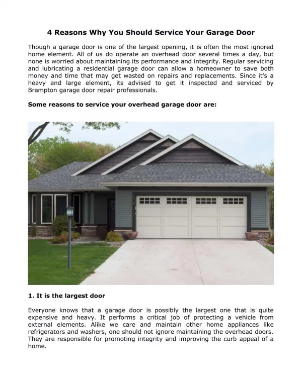 4 Reasons Why You Should Service Your Garage Doors