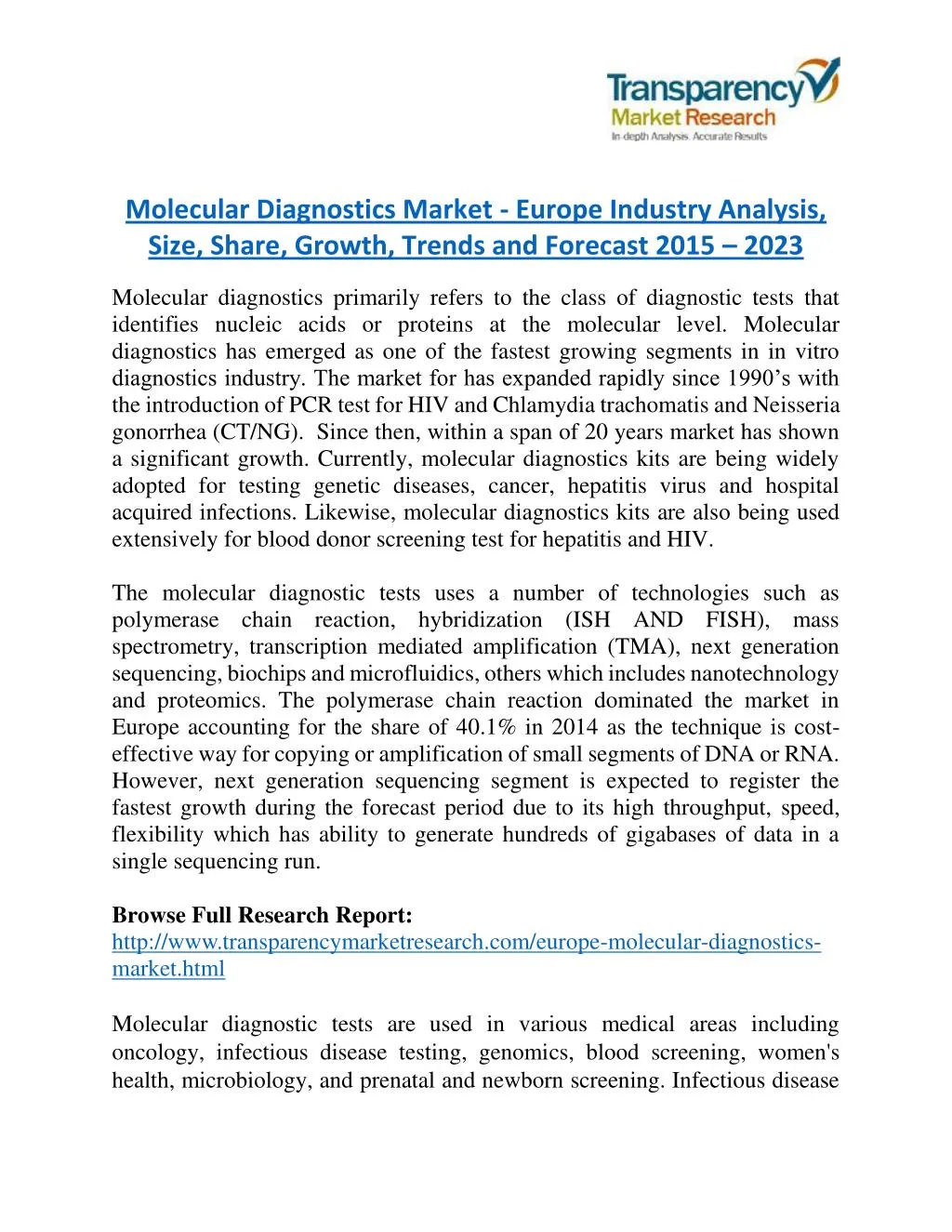 molecular diagnostics market europe industry