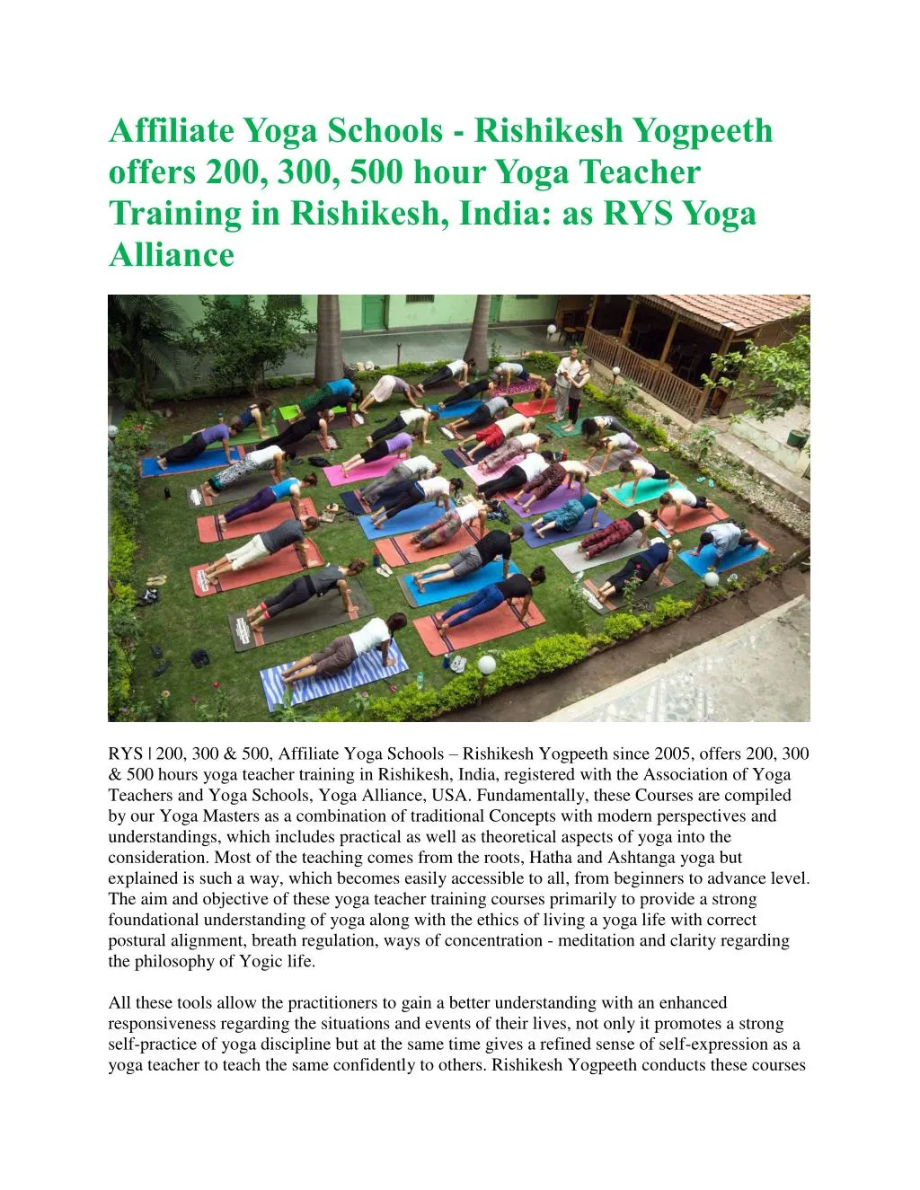 affiliate yoga schools rishikesh yogpeeth offers