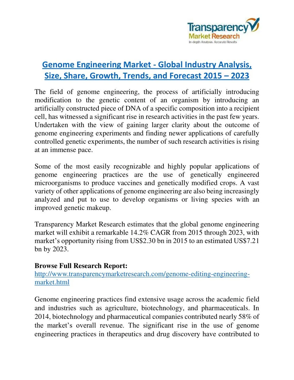 genome engineering market global industry