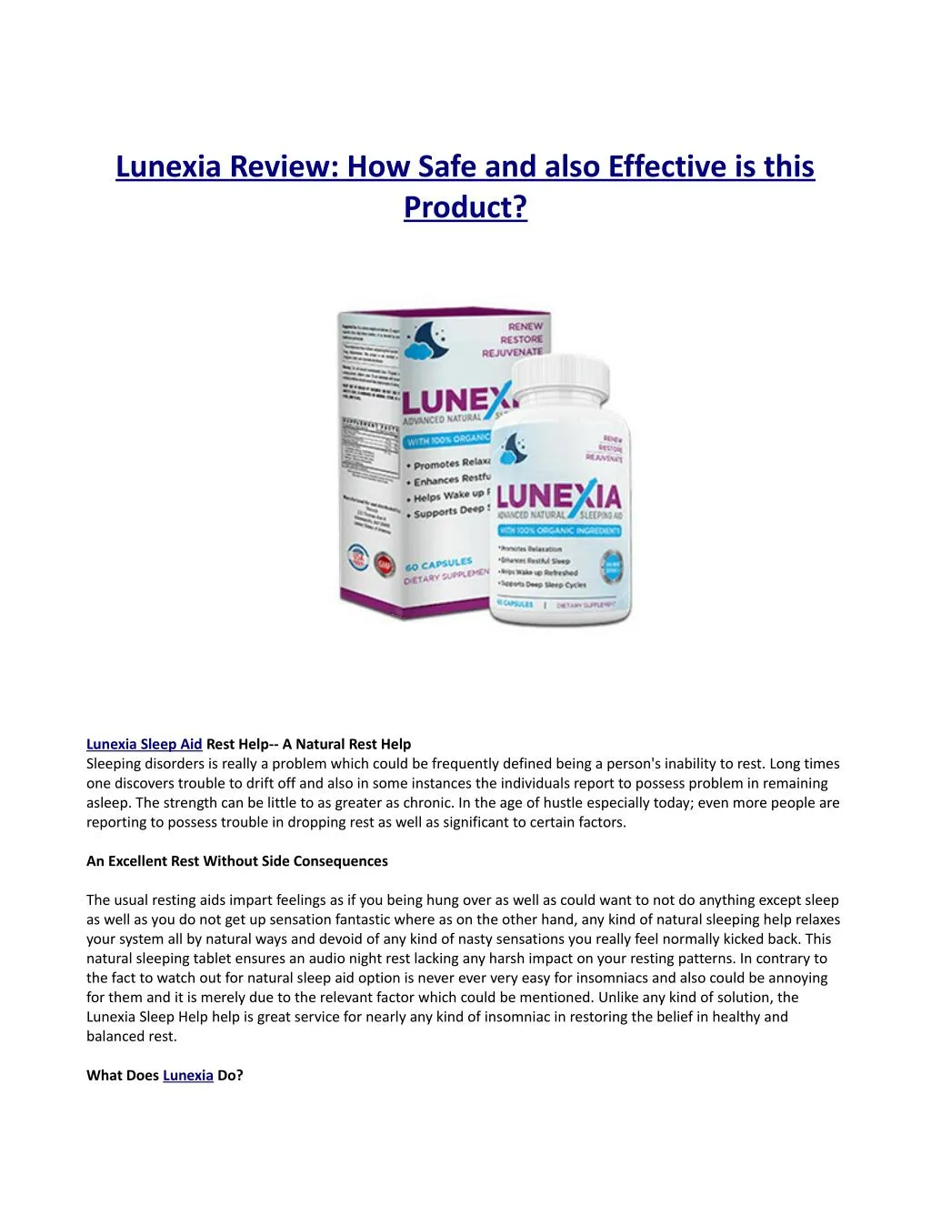 lunexia review how safe and also effective