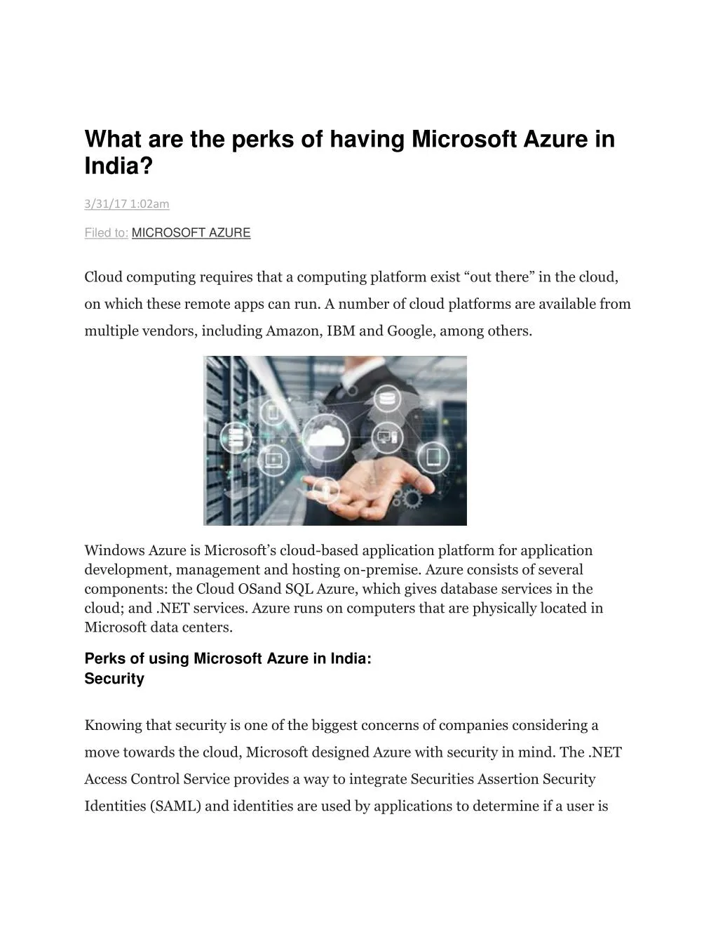 what are the perks of having microsoft azure
