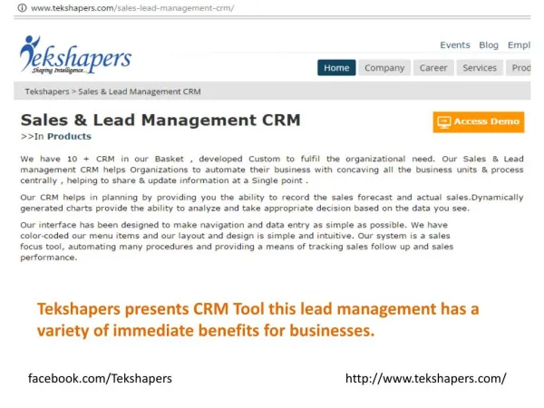 sales and lead management crm by Tekshapers Software Solutions