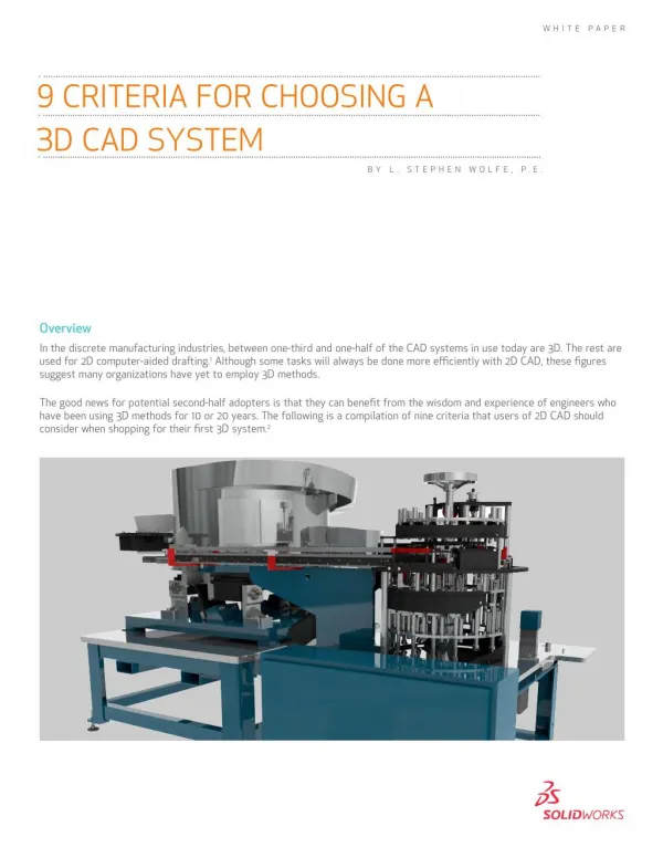 9 Criteria for Choosing A 3d Cad System