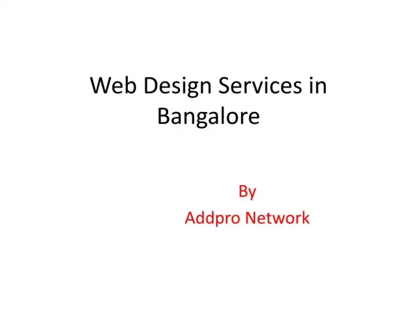 Web Design Services in Bangalore
