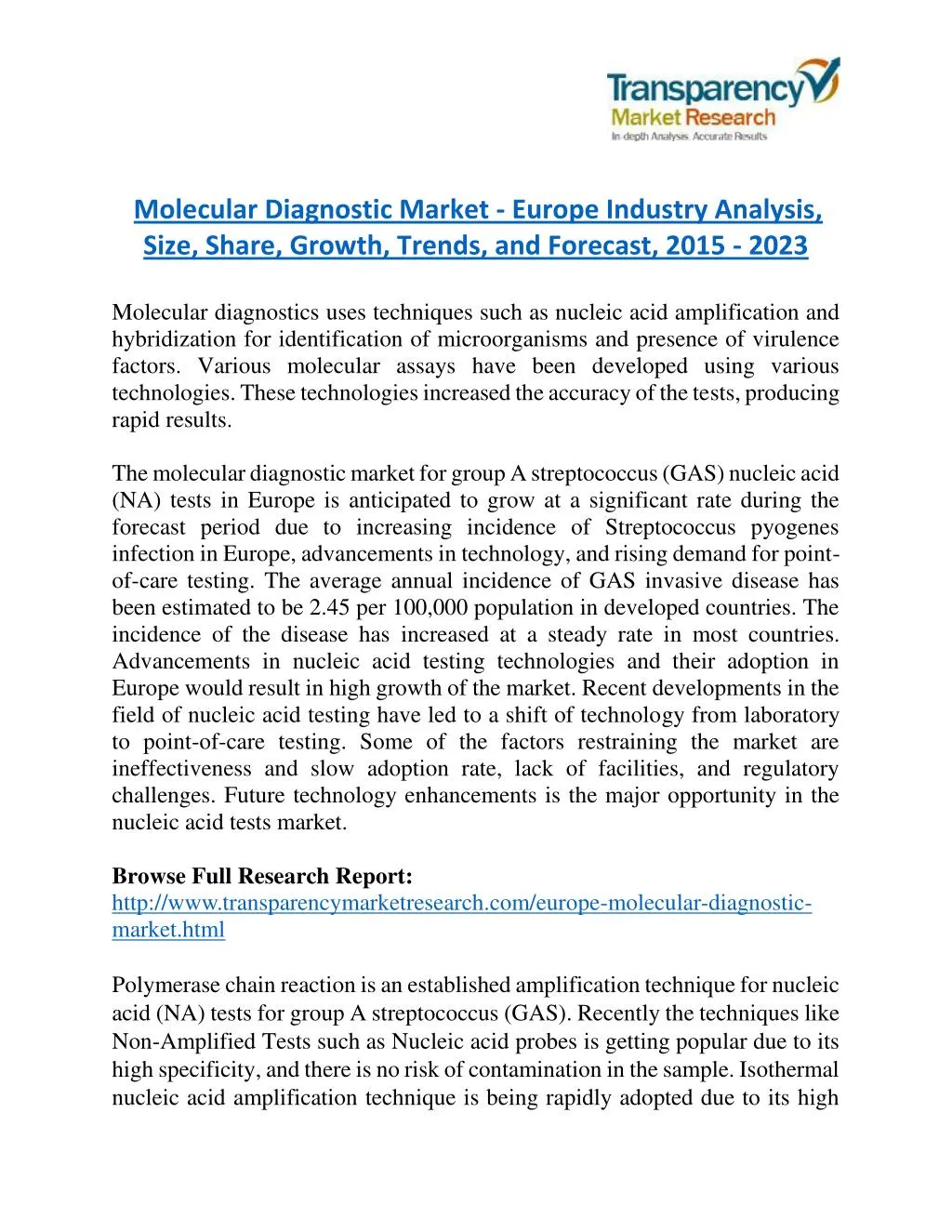 molecular diagnostic market europe industry