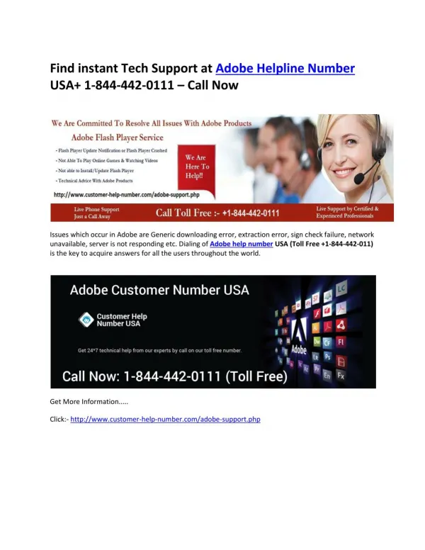 Get toll Free 1-844-442-0111 Adobe Technical Help Number USA