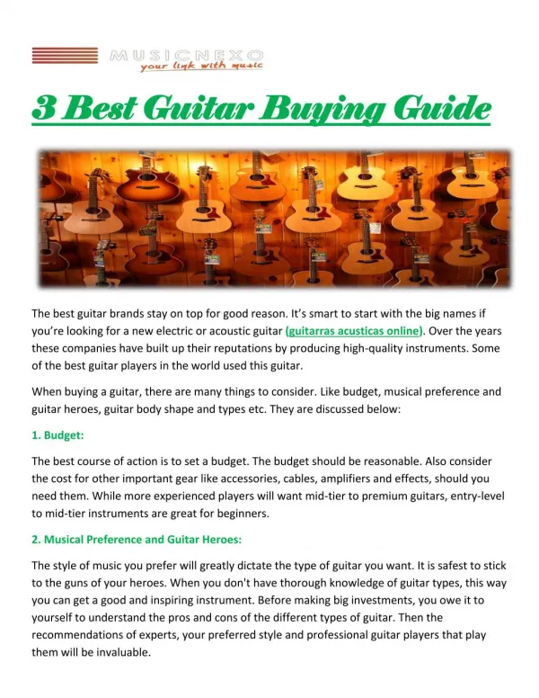3 Best Guitar Buying Guide