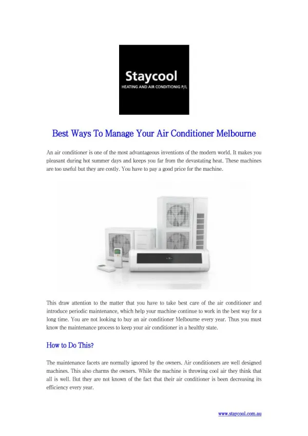 Best Ways to Manage Your Air Conditioner Melbourne