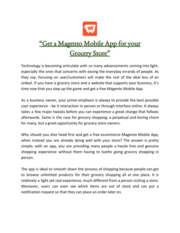 Build Grocery Store with Magento Mobile App
