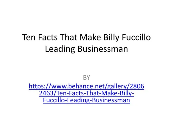 Ten Facts That Make Billy Fuccillo Leading Businessman