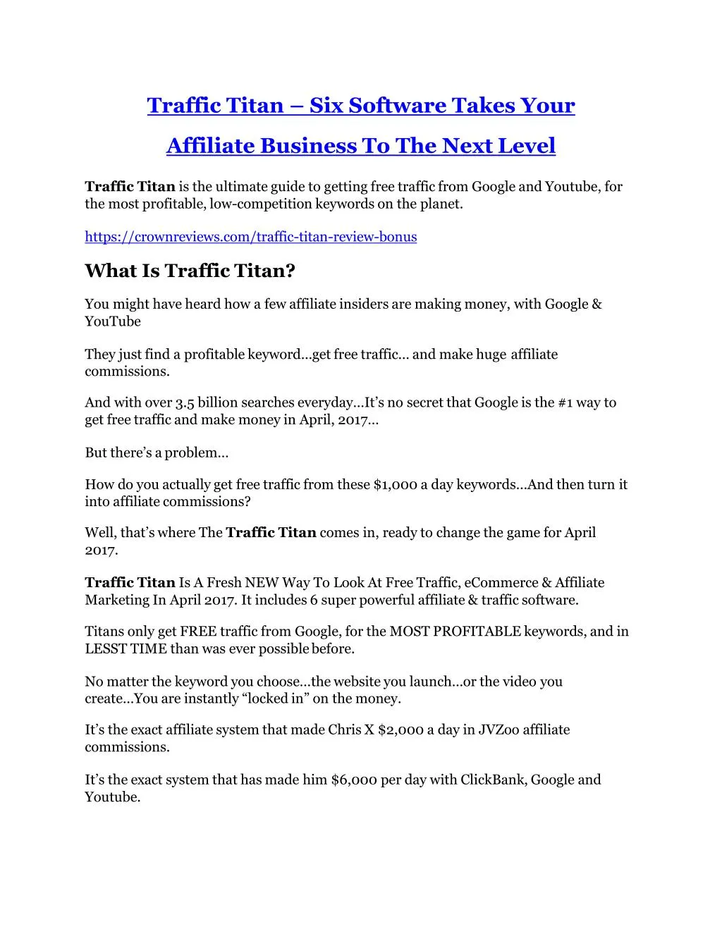 traffic titan six software takes your affiliate