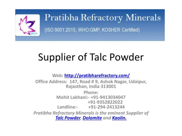 Supplier of Talc Powder- best price