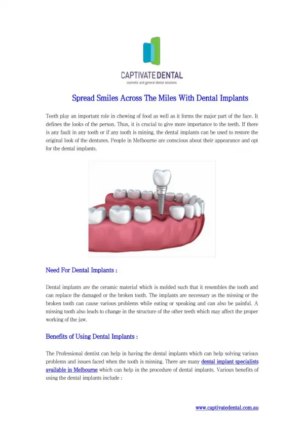 Spread Smiles Across The Miles With Dental Implants