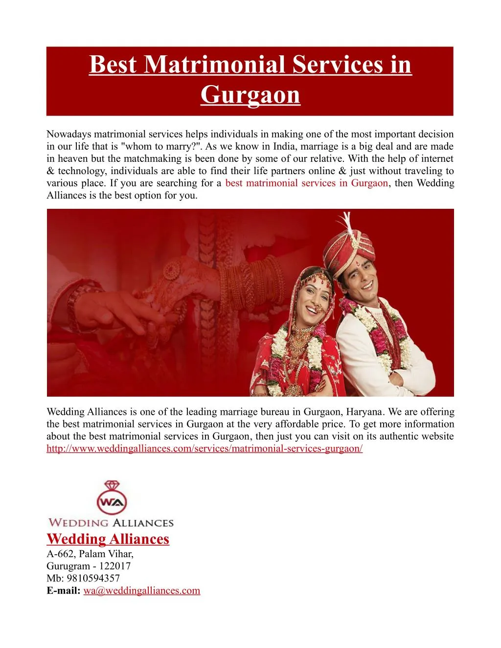 best matrimonial services in gurgaon