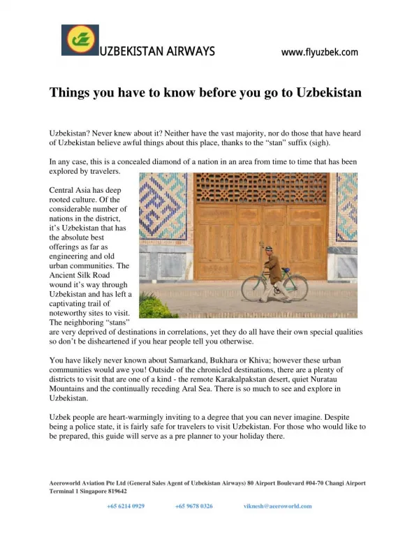 Things you have to know before you go to Uzbekistan