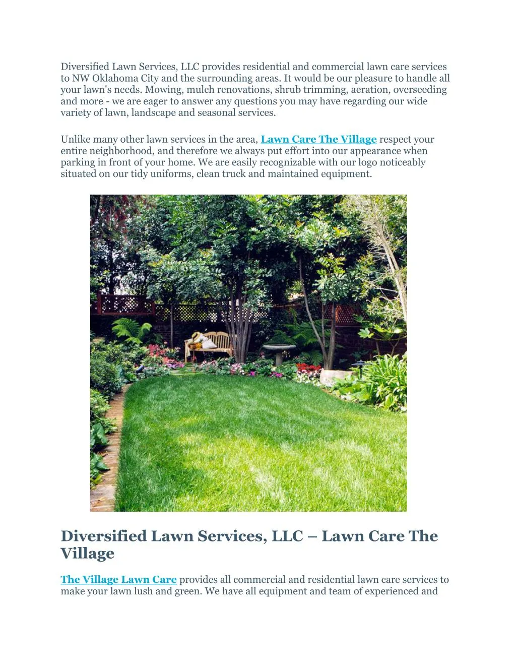diversified lawn services llc provides