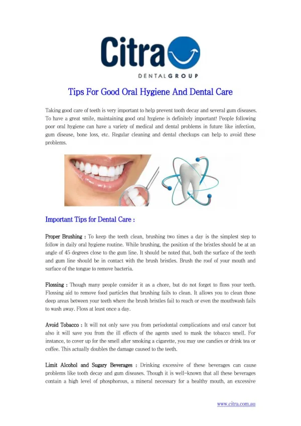 Tips For Good Oral Hygiene And Dental Care