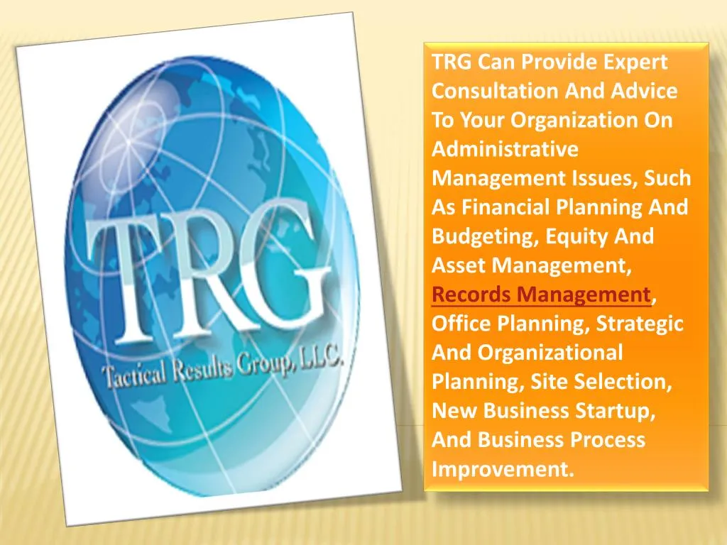 trg can provide expert consultation and advice