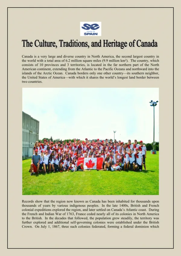 The Culture, Traditions, and Heritage of Canada