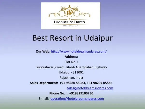 Best Resort in Udaipur - Hotel Dreams & Dares