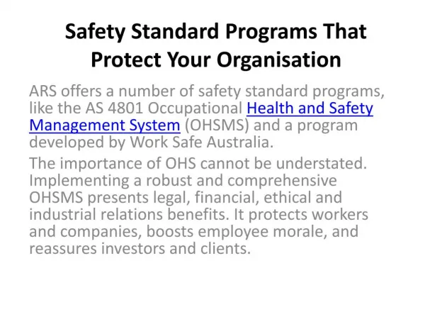 Safety Standard Programs That Protect Your Organisation