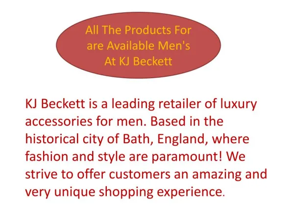 All the Products For are Available Men's At KJ Beckett