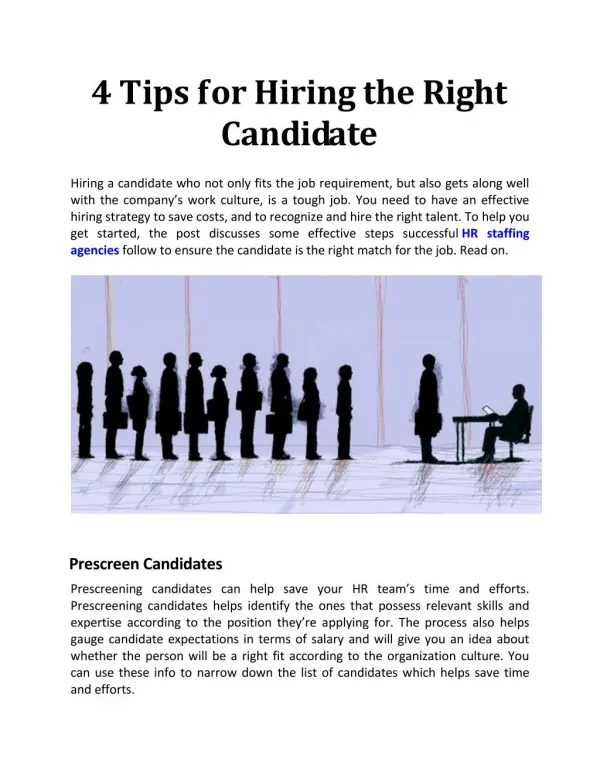 4 Tips for Hiring the Right Candidate