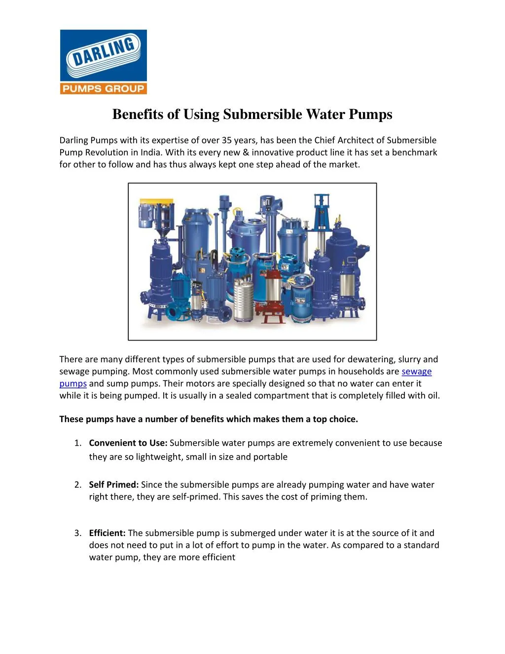 benefits of using submersible water pumps