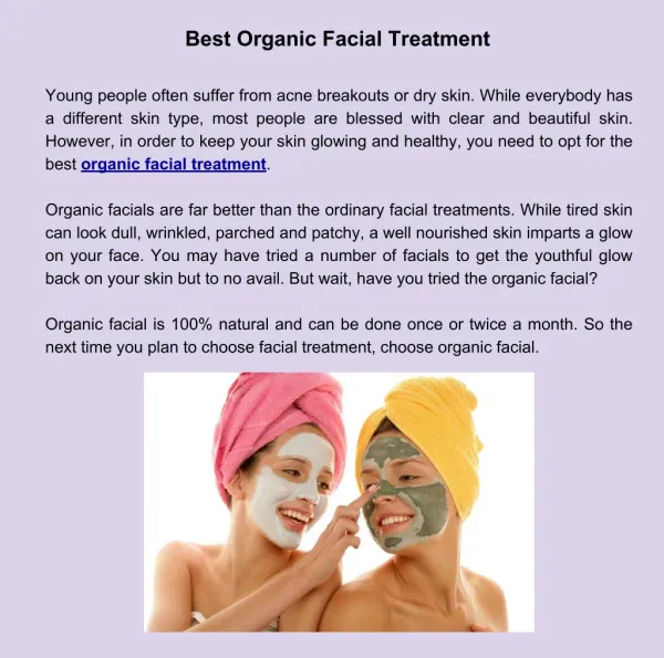 Best Organic Facial Treatment