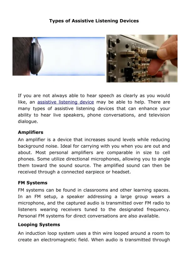 types of assistive listening devices
