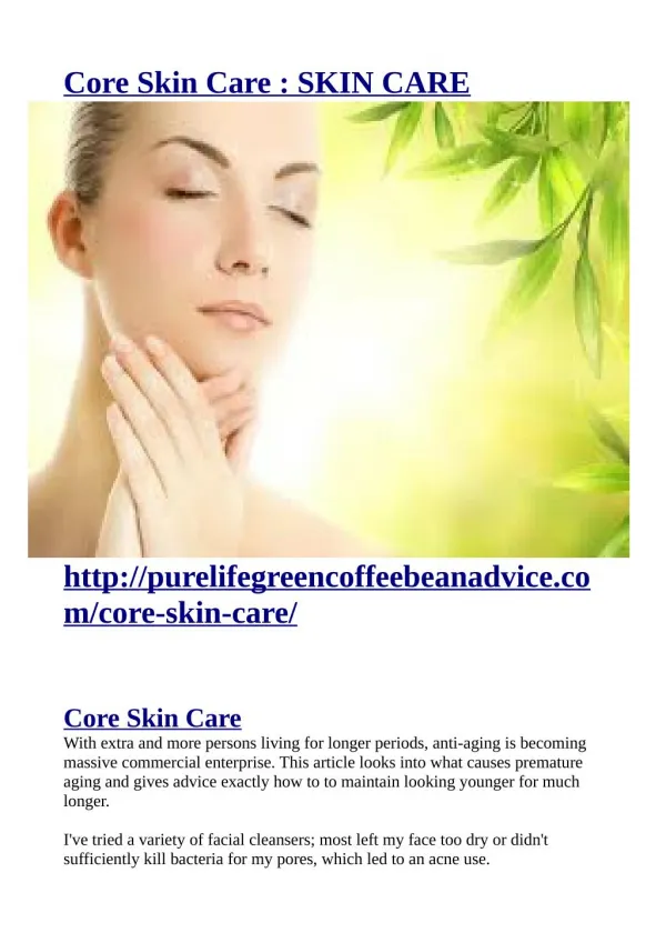 http://purelifegreencoffeebeanadvice.com/core-skin-care/