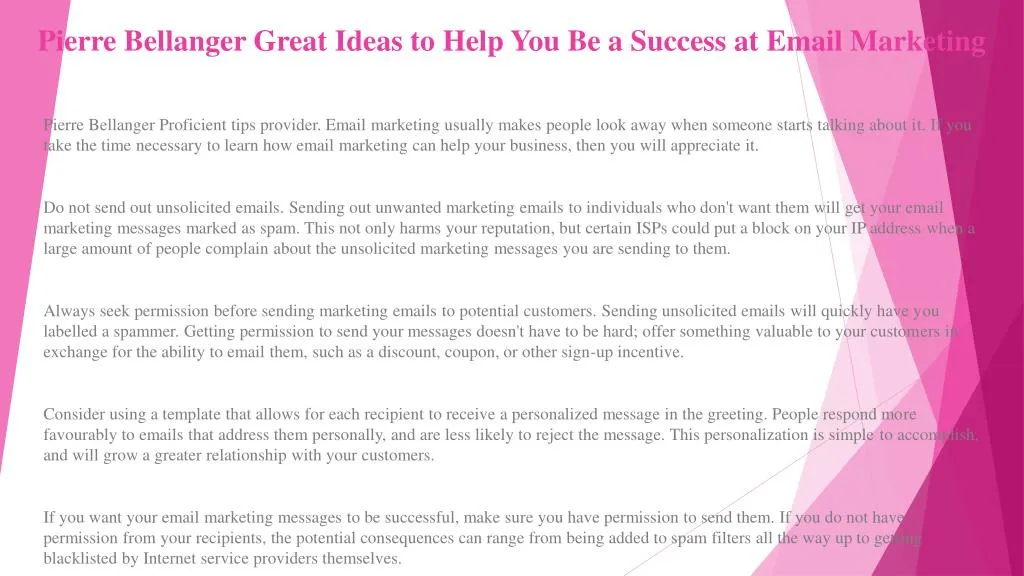 pierre bellanger great ideas to help you be a success at email marketing